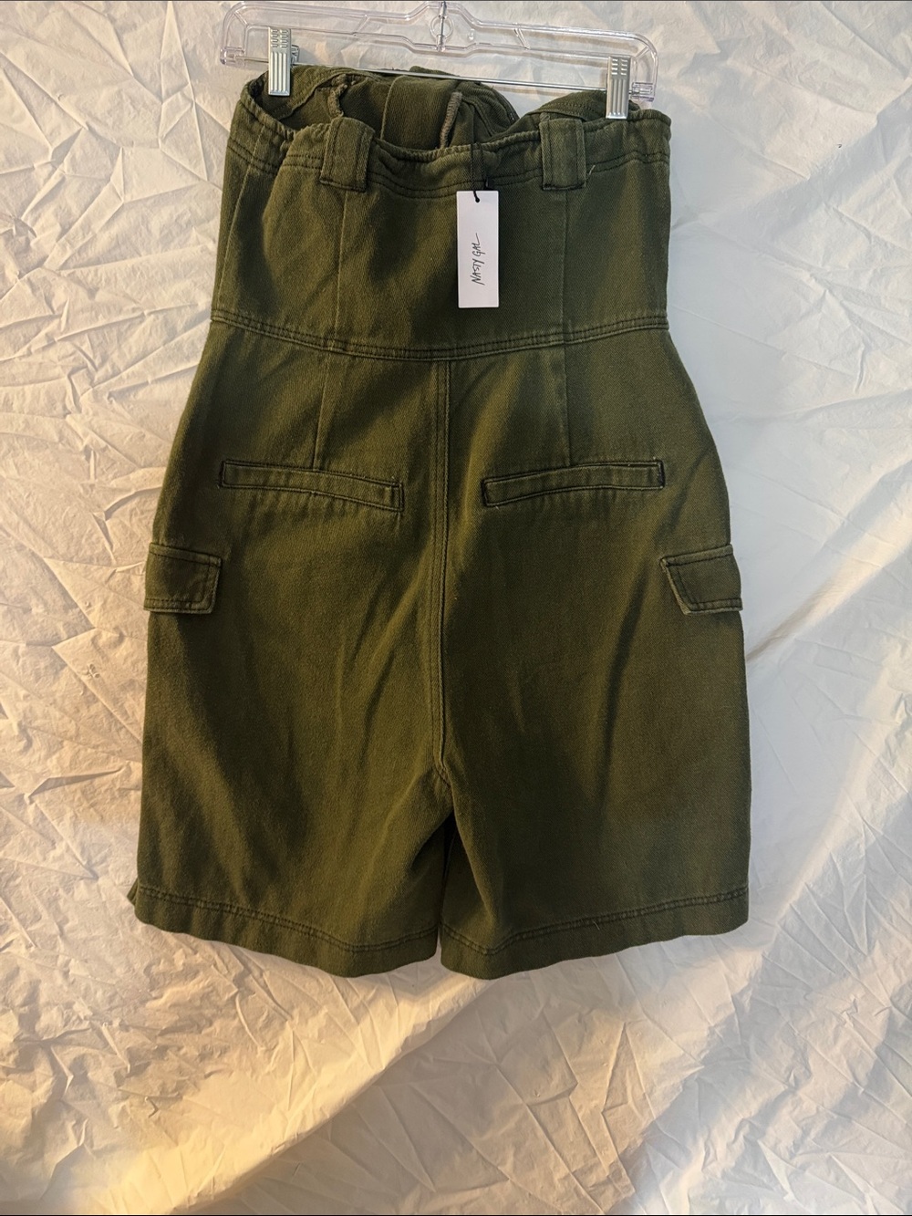 Nasty Gal Grunge Olive Green Strapless Cargo Romper - Picture 4 of 4